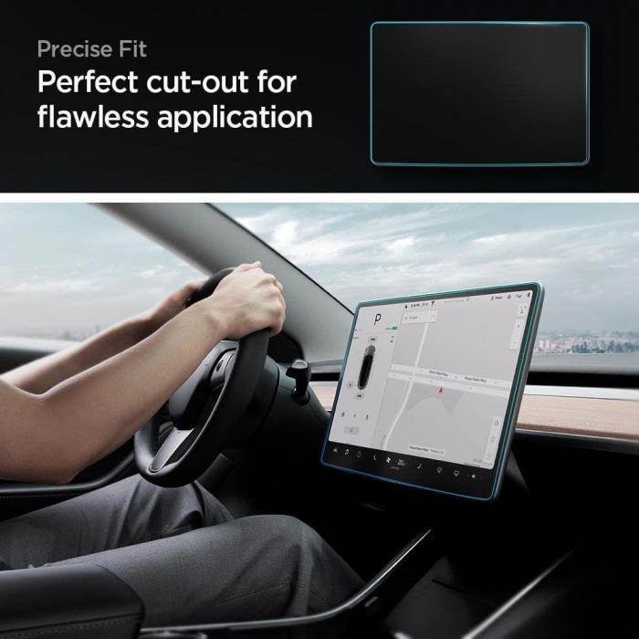 Folie sticla cu sistem de montare Spigen glas tr ez fit compatibila cu Tesla Model Y / 3 [9]