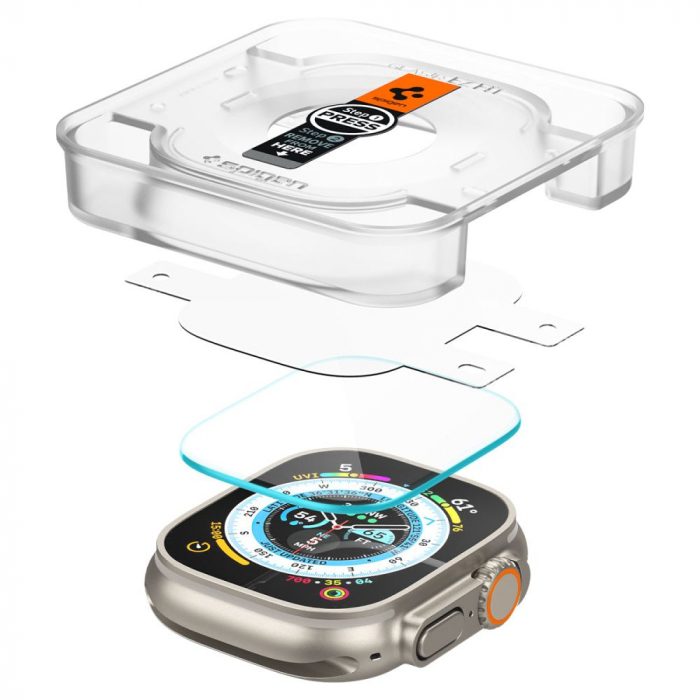 Folie Sticla Apple Watch Ultra 49 mm Pachet 2x Spigen Glas Tr Ezfit [5]