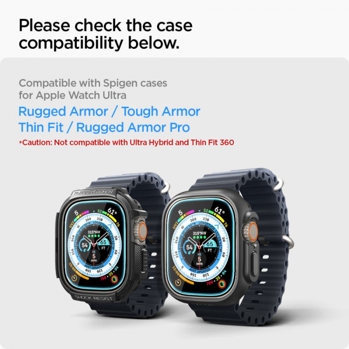 Folie Sticla Apple Watch Ultra 49 mm Pachet 2x Spigen Glas Tr Ezfit [6]