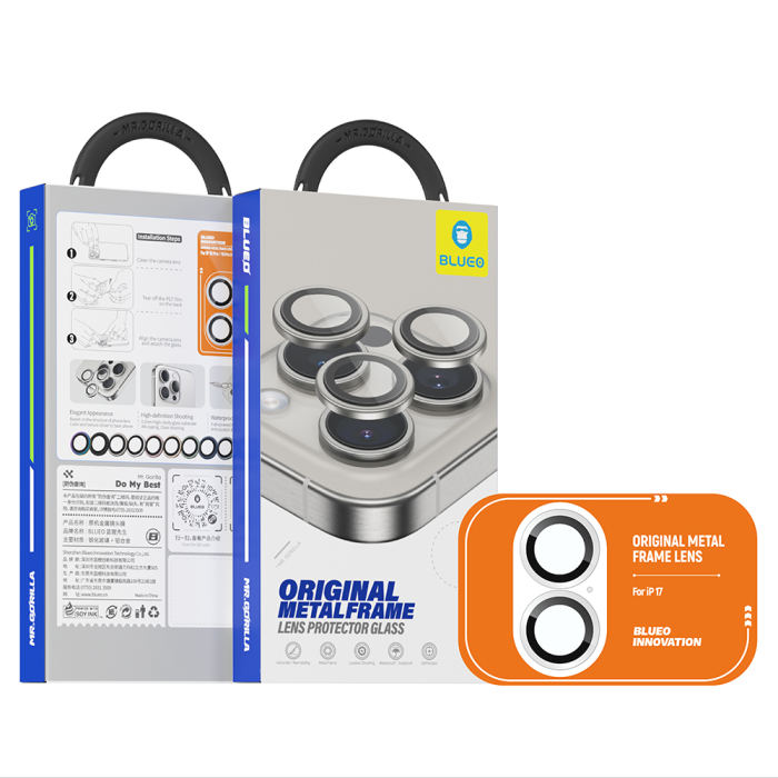 Folie sticla camera Blueo iPhone 17 - Original Metal Frame Lens Glass Light blue [4]
