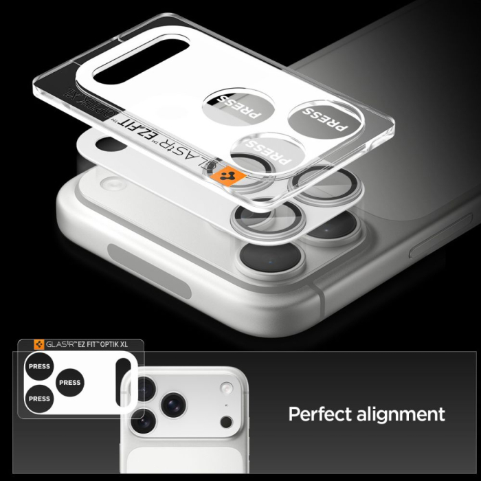 Folie sticla camera + platou Spigen Optik Pro XL 17 Pro Silver [2]