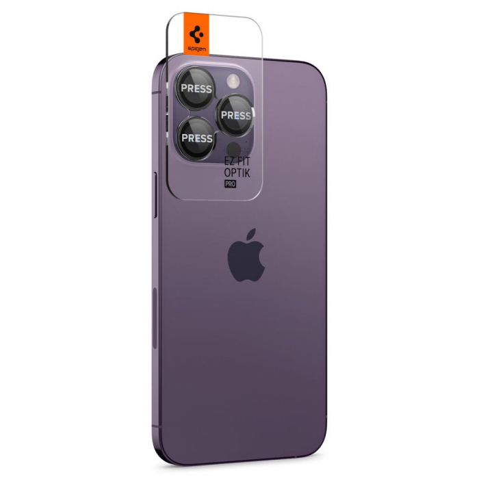 Pachet 2X Folie sticla camera Spigen Optik iPhone 14 Pro / 14 Pro Max / 15 Pro / 15 Pro Max / 16 Pro / 16 Pro max negru [2]