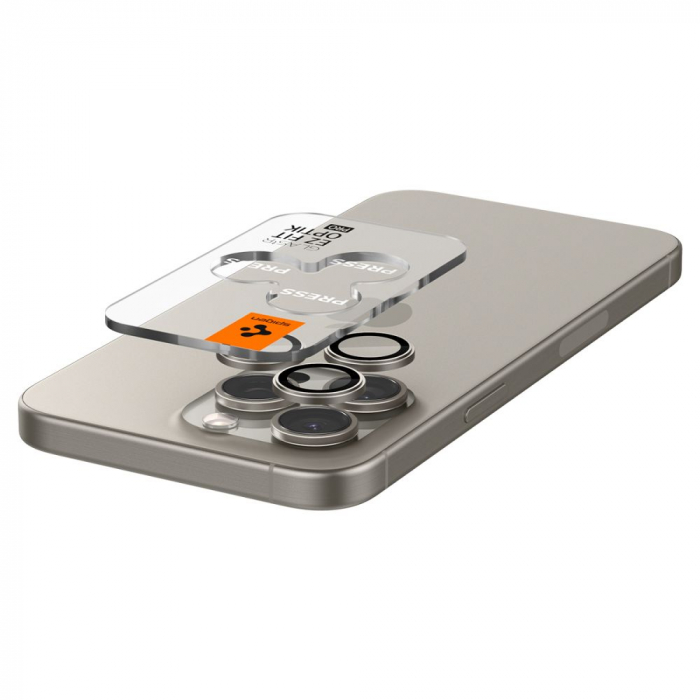 Pachet 2x Folie sticla camera Spigen Optik iPhone 15 Pro / 15 Pro Max titanium [9]