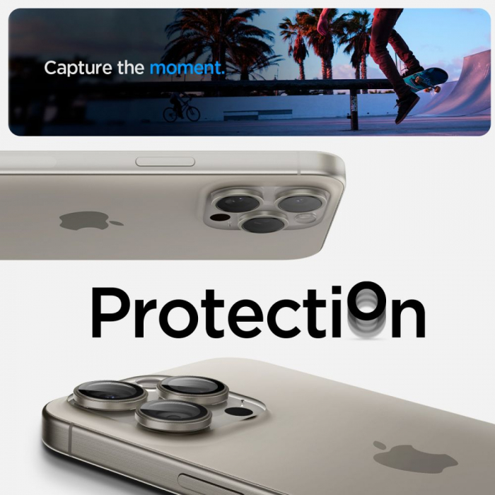 Pachet 2x Folie sticla camera Spigen Optik iPhone 15 Pro / 15 Pro Max titanium [3]