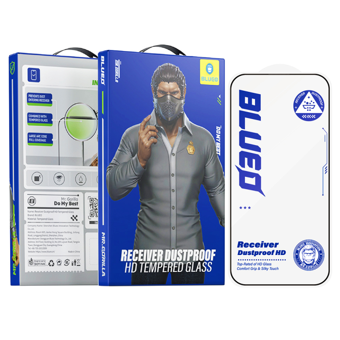 Folie sticla iPhone 13 / iPhone 13 Pro / iPhone 14 / iPhone 16e / iPhone 17e Blueo - Anti-Dust HD Glass Black [4]