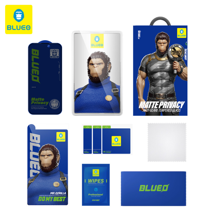 Folie sticla iPhone 15 / iPhone 16 Blueo - Anti-Peep Privacy Glass Matte Black [2]