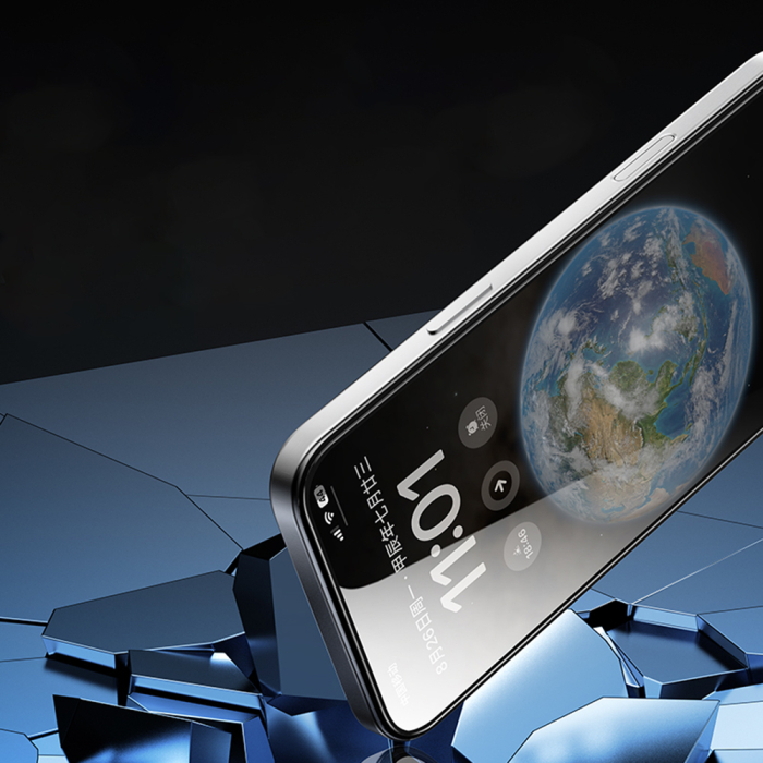 Folie sticla iPhone 15 Pro Max Blueo - 2.5D Silk Full Cover HD Glass Black [3]