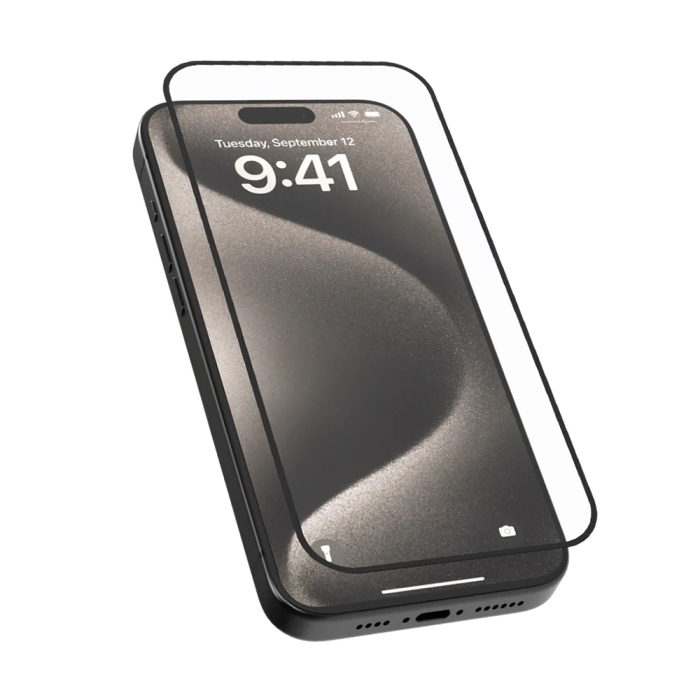 Folie sticla iPhone 15 Pro Max Blueo - 2.5D Silk Full Cover HD Glass Black [2]