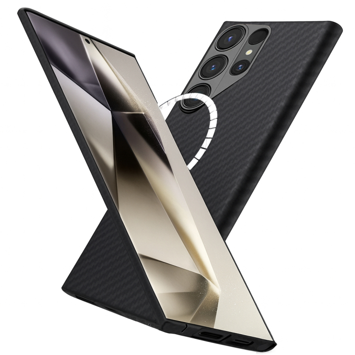 Husa aramida Samsung Galaxy S24 Ultra Techsuit - Aramid Fiber MagSafe Black [6]