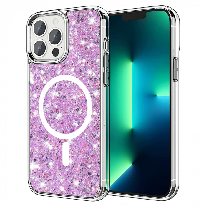 Husa Iphone 13 Pro Techsuit Sparkly Glitter magsafe magenta [1]