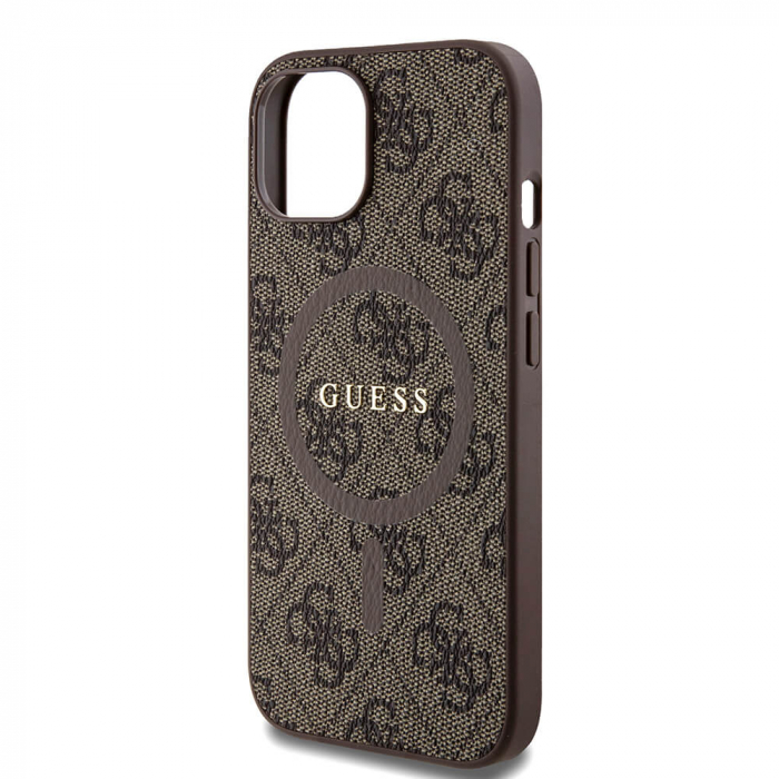 Husa Iphone 15 Guess logo metalic maro magsafe [5]