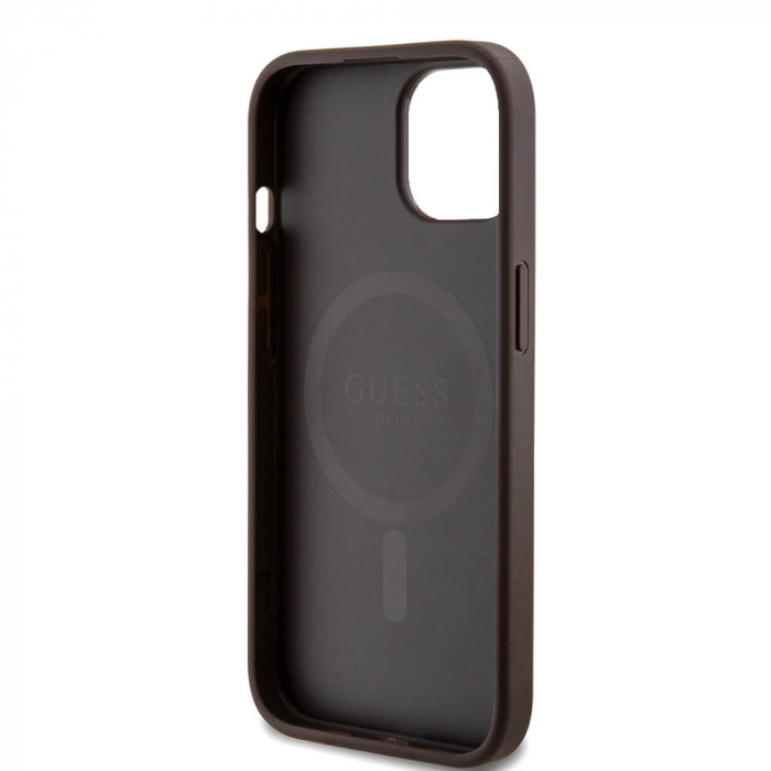 Husa Iphone 15 Guess logo metalic maro magsafe [3]