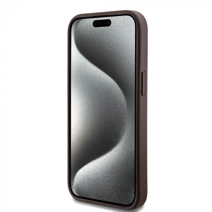 Husa Iphone 15 Guess logo metalic maro magsafe [2]