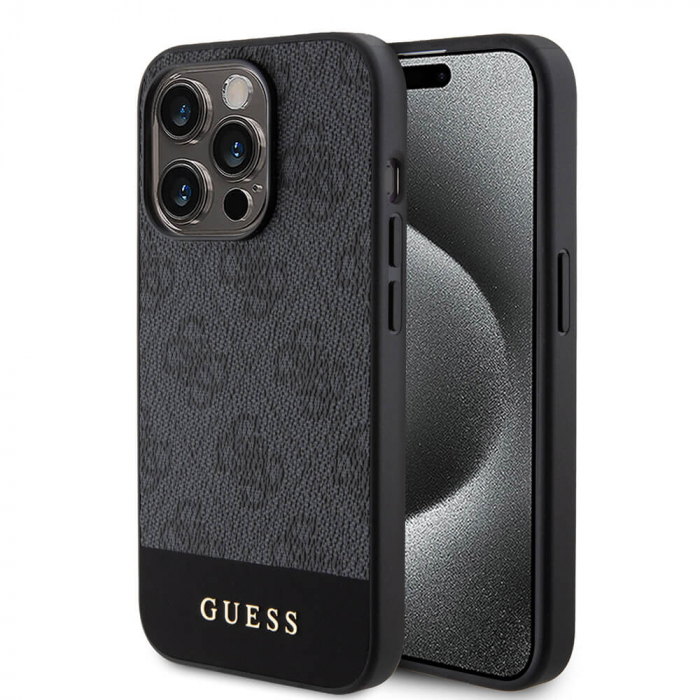 Husa Iphone 15 Pro Guess logo metalic negru [4]