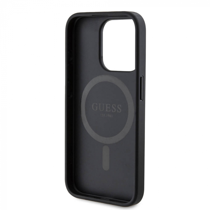 Husa Iphone 15 Pro Guess logo metalic negru magsafe [3]
