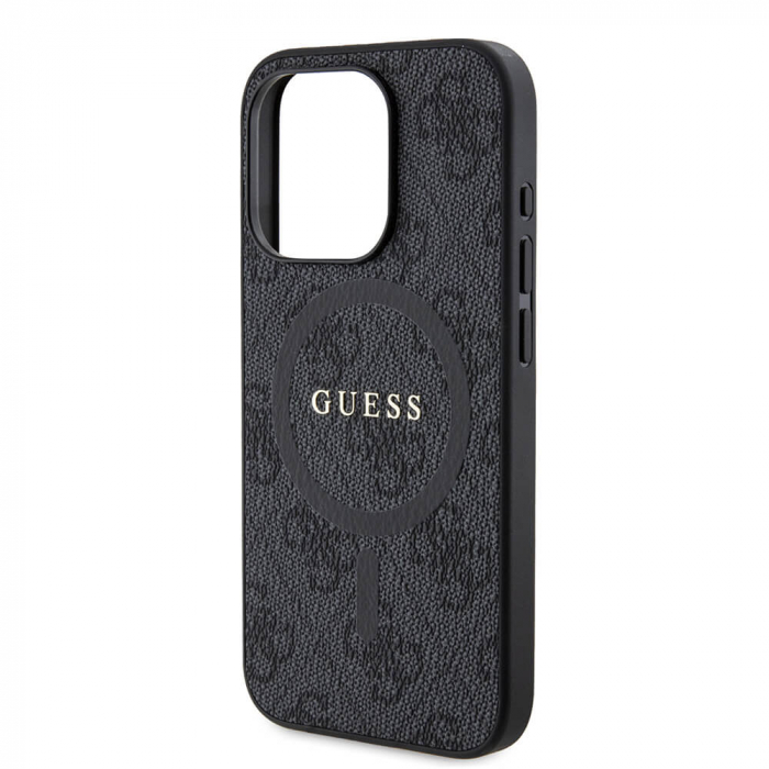Husa Iphone 15 Pro Guess logo metalic negru magsafe [5]