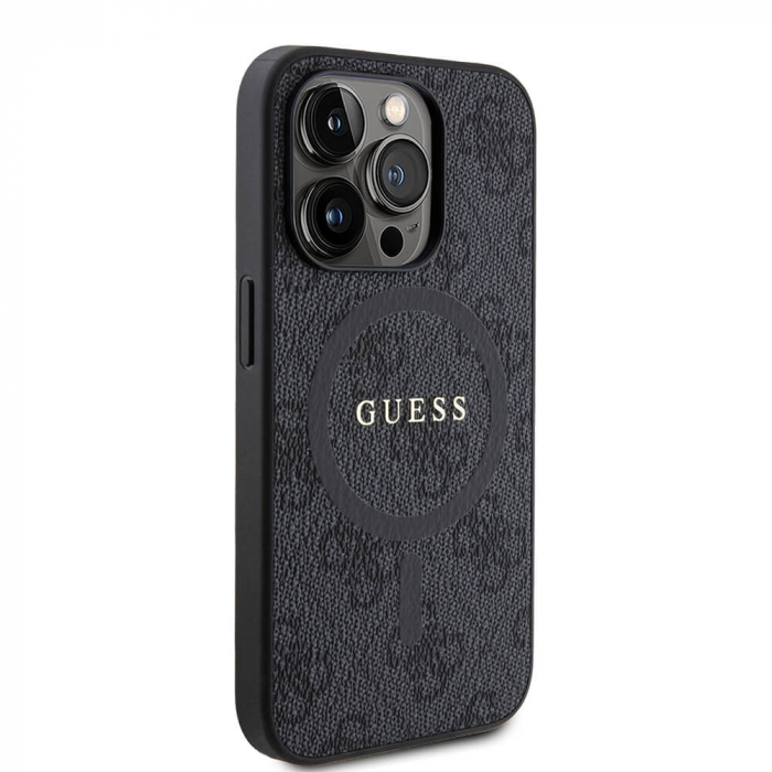 Husa Iphone 15 Pro Guess logo metalic negru magsafe [2]