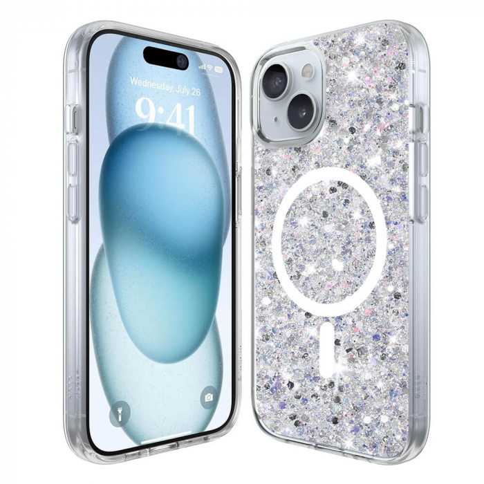 Husa Iphone 15 Techsuit Sparkly Glitter magsafe argintiu [1]