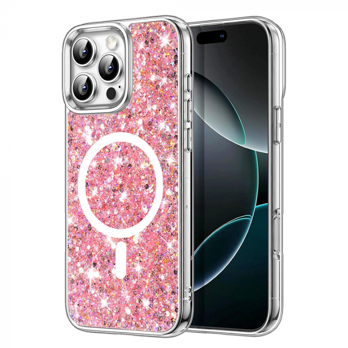 Husa Iphone 16 Pro Max Techsuit Sparkly Glitter magsafe albastru [1]