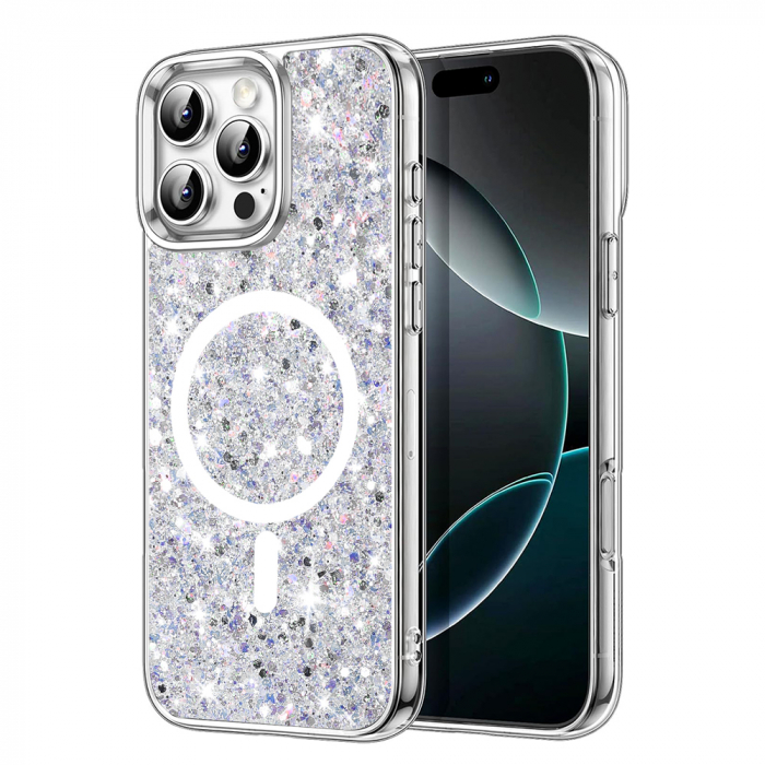 Husa Iphone 16 Pro Max Techsuit Sparkly Glitter magsafe albastru [1]