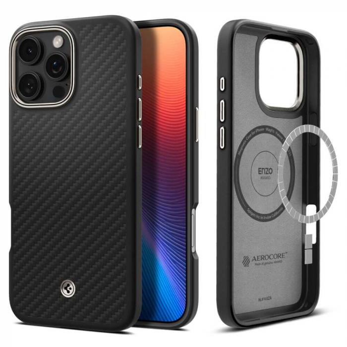 Husa Iphone 16 Pro Spigen Enzo Aramid magsafe negru [14]