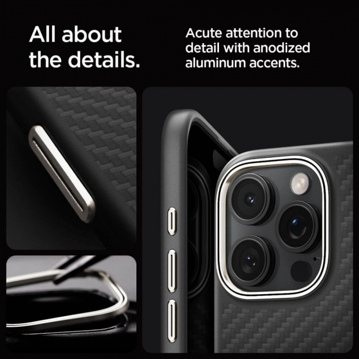 Husa Iphone 16 Pro Spigen Enzo Aramid magsafe negru/argintiu [3]