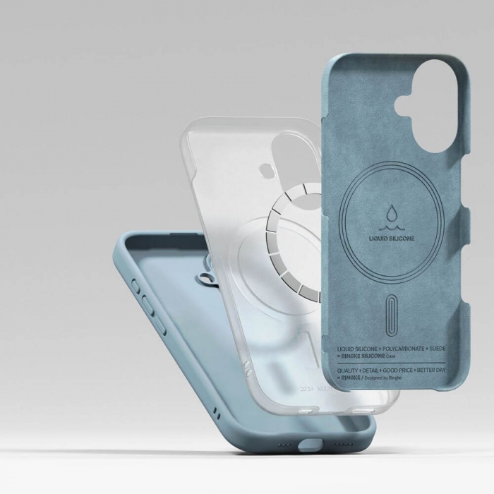 Husa Ringke Silicone Iphone 16 negru magsafe albastru [3]