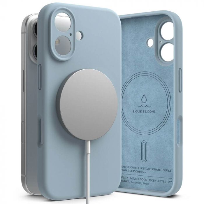 Husa Ringke Silicone Iphone 16 negru magsafe albastru [5]