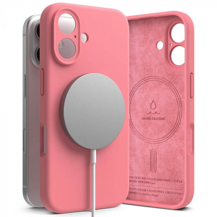Husa Ringke Silicone Iphone 16 negru magsafe roz [5]
