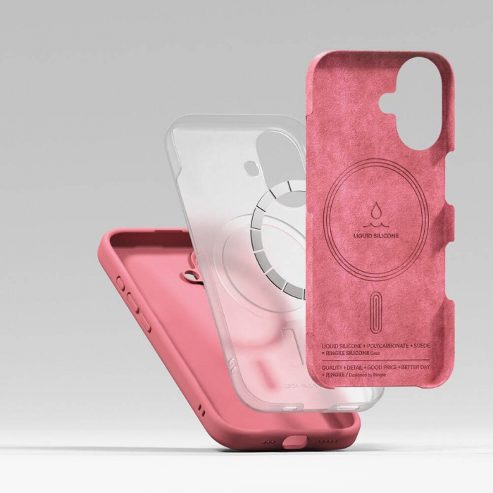 Husa Ringke Silicone Iphone 16 negru magsafe roz [6]