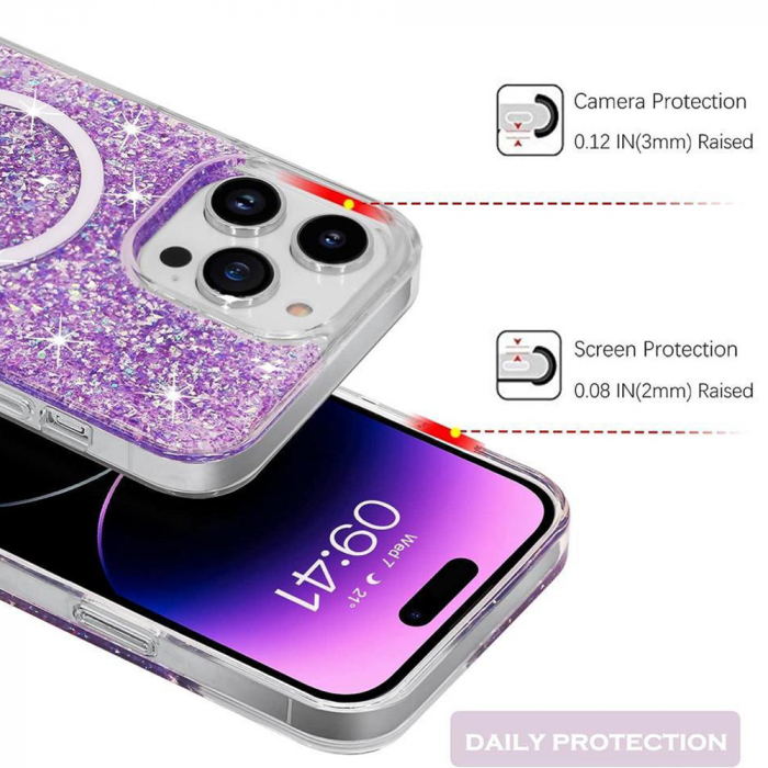 Husa Samsung Galaxy A36 / A56 5G Techsuit Sparkly Glitter magsafe alb [4]