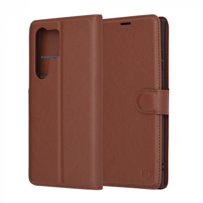 Husa carte Samsung Galaxy S23 Ultra Techsuit Leather folio maro [2]