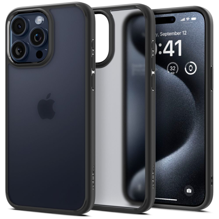 Husa silicon iPhone 15 Pro Spigen - Ultra Hybrid Frost Black [5]