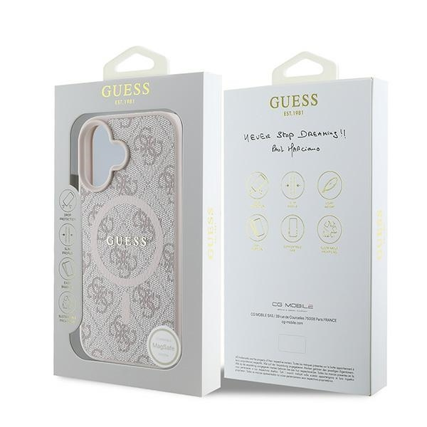Husa silicon iPhone 16 Plus Guess - 4G Ring Classic Logo MagSafe (GUHMP16MG4GFRP) - Pink [5]