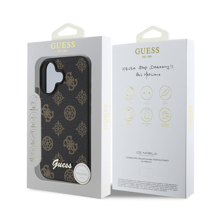 Husa silicon iPhone 16 Plus Guess - Peony Script MagSafe (GUHMP16MPGPYSK) - Black [5]