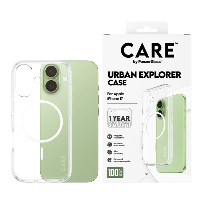 Husa silicon iPhone 17 PanzerGlass - CARE Flagship Urban Explorer White MagSafe Clear [2]