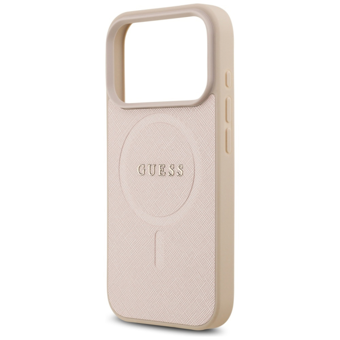Husa silicon iPhone 17 Pro Max  Guess - Saffiano Classic Logo MagSafe (GUHMP17XPSAHMCP) Pink [4]