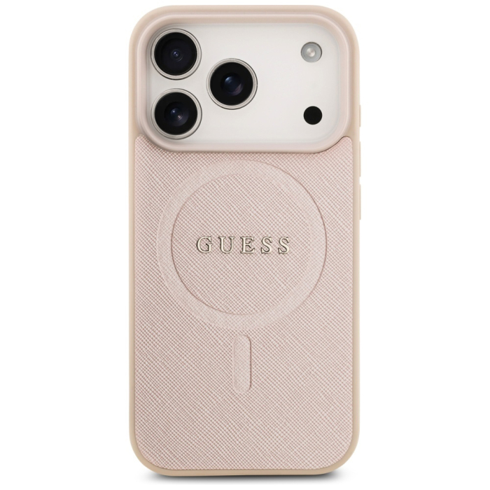 Husa silicon iPhone 17 Pro Max  Guess - Saffiano Classic Logo MagSafe (GUHMP17XPSAHMCP) Pink [3]