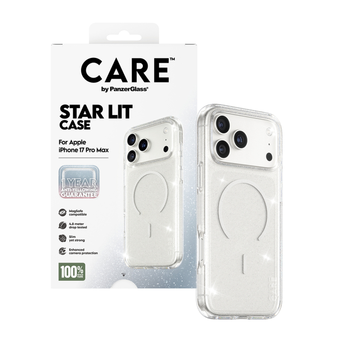 Husa silicon iPhone 17 Pro PanzerGlass® - CARE Flagship Urban Explorer Star Lit White MagSafe Clear [7]