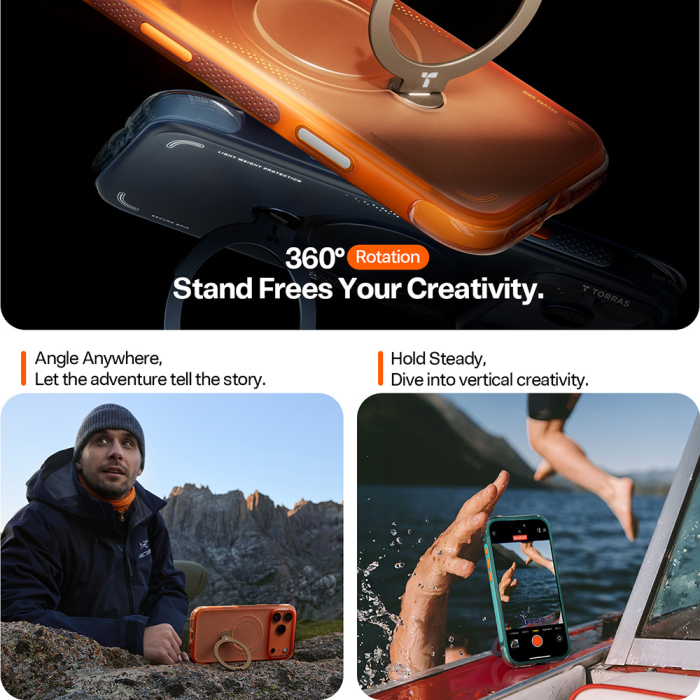 Husa silicon iPhone 17 Pro Torras - Ostand Spin Air Series Midnight Blue [6]