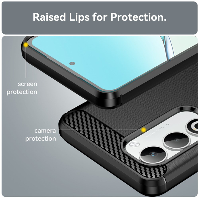 Husa silicon Oppo A5 4G Techsuit - Carbon Silicone Black [5]