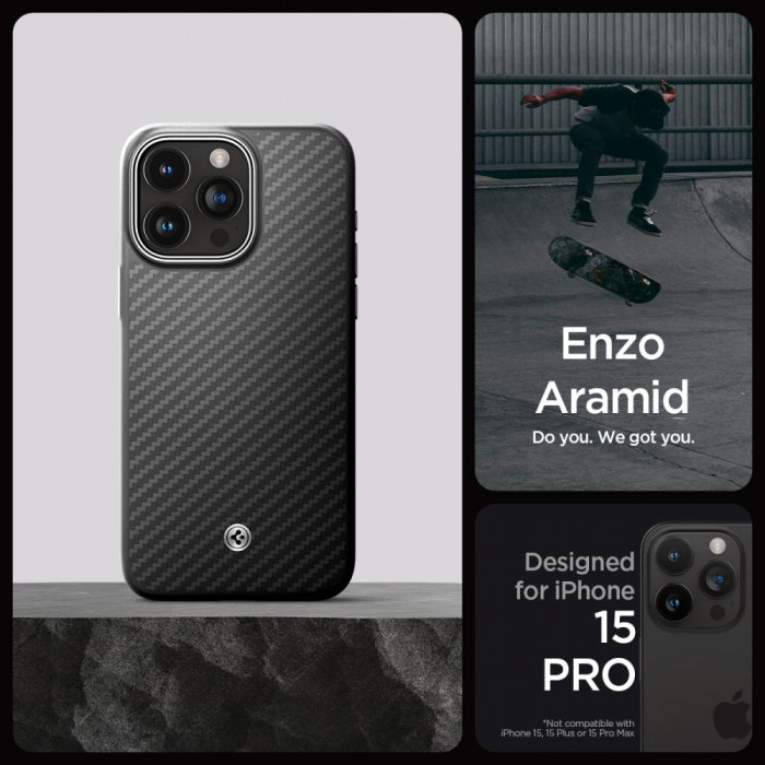 Husă iPhone 15 Pro MagSafe - Spigen Enzo Aramid, Protecție Premium și Design Modern [10]