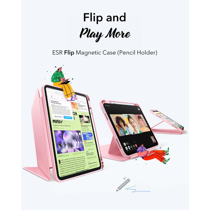 Husa tableta iPad 10 (2022) 10.9 / 11 (2025) Ipad A16 ESR - Flip Hybrid (with Pencil Holder) Pink [2]