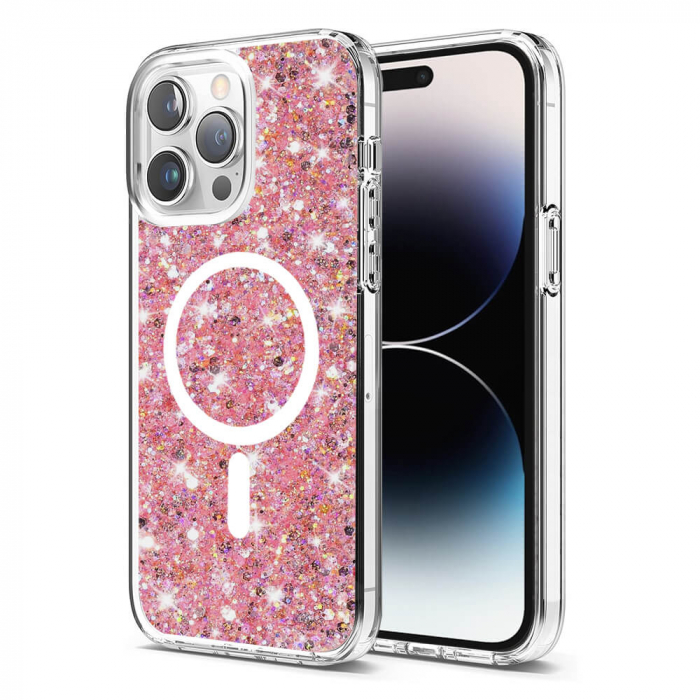 Husa Techsuit Sparkly Glitter magsafe Iphone 14 Pro Max roz [1]
