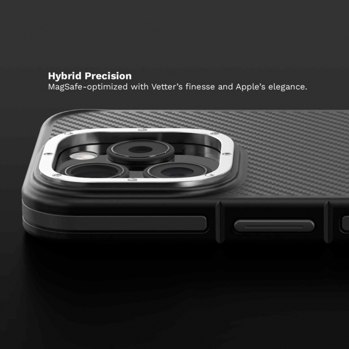 Husa Vetter Aramida iPhone 15 Pro Clip-On MagSafe Compatible gri/negru [3]
