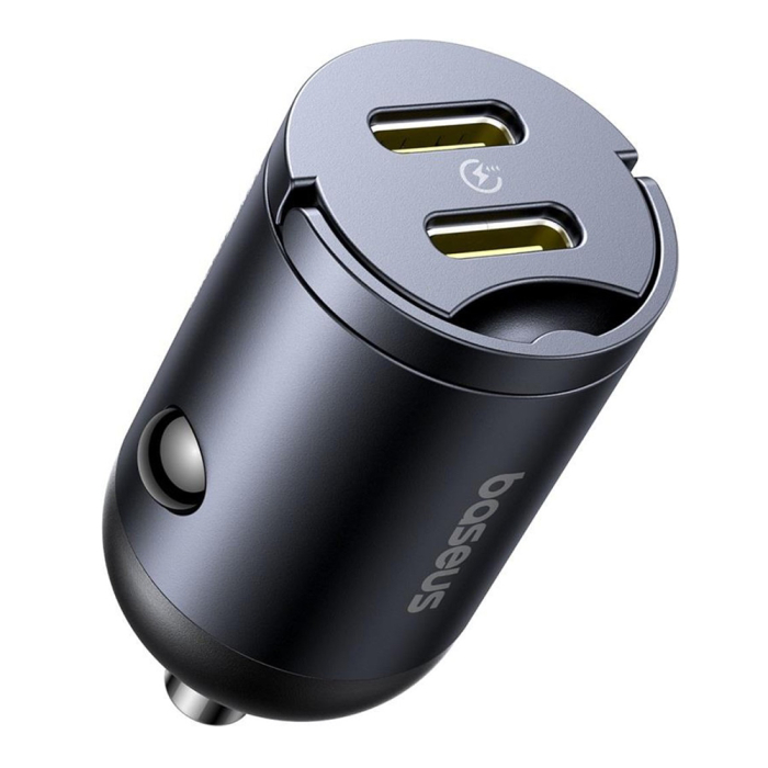 Incarcator auto Baseus - Car Charger Tiny Star Mini - 2x Type-C, 30W, with Built-in Pull Handle, 12V to 24V - Black [1]