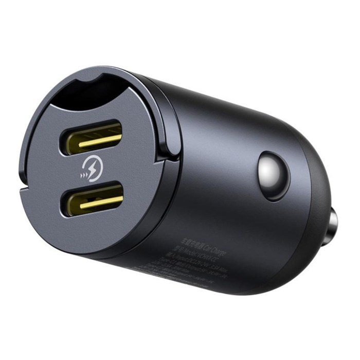 Incarcator auto Baseus - Car Charger Tiny Star Mini - 2x Type-C, 30W, with Built-in Pull Handle, 12V to 24V - Black [3]