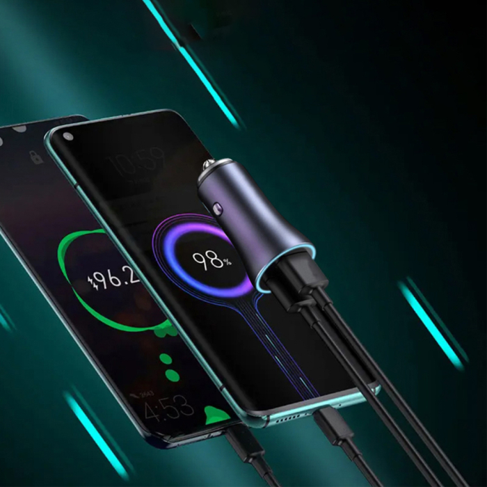 Incarcator auto Techsuit - Premium RescueVolt (C3) - with Metal Window Breaker, Fast Charge, USB QC18W, USB-C PD30W, 5V/3A - Grey [7]