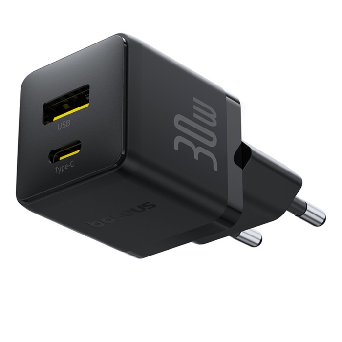 Incarcator priza Baseus Palm (P1011160A113-00) - Fast Charging, 2in1, USB, Type-C, 30W - Cluster Black [1]