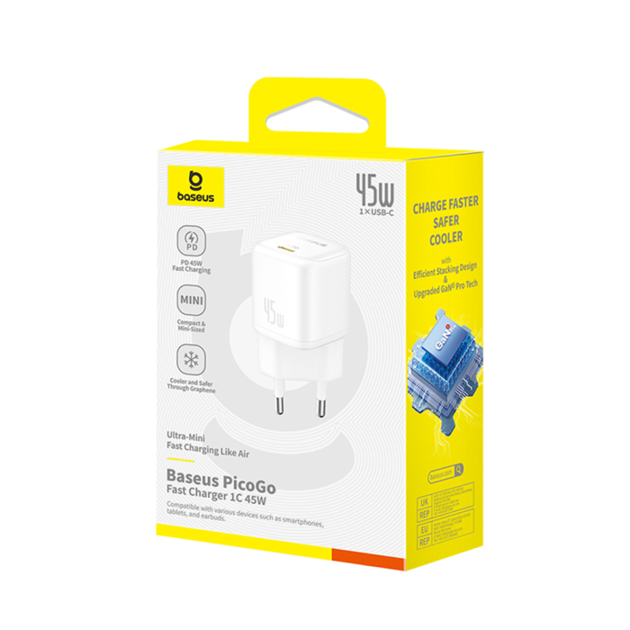 Incarcator priza Baseus PicoGo P10176800213-00 - GaN, Fast Charging, 45W, USB-C - Moon White [7]
